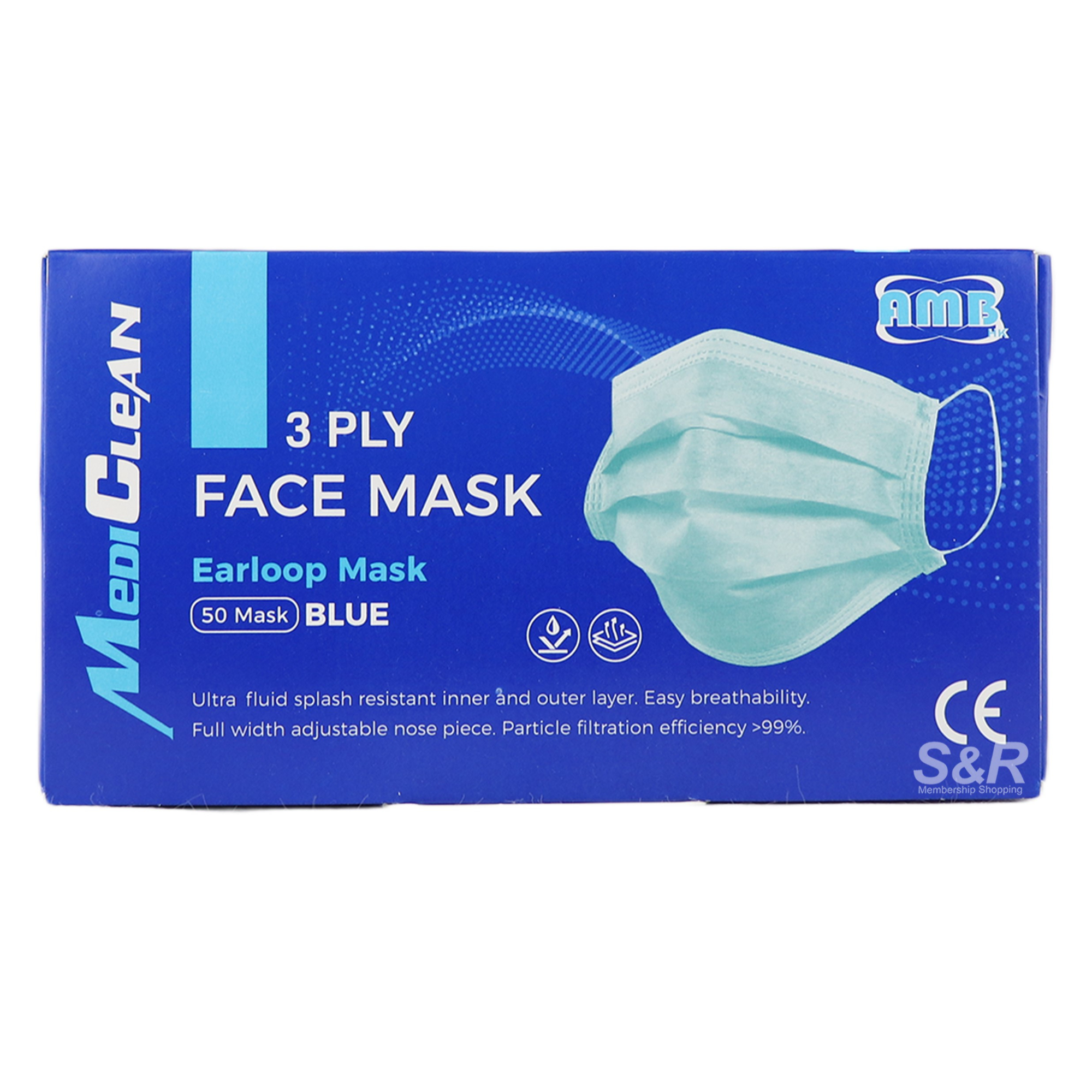 MediClean 3-ply Blue Face Mask 50pcs MediClean 3-ply Blue Face Mask 50pcs
